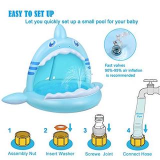 Activity-board  Babybecken, Haifischplanschbecken für Kleinkinder mit Abdeckung 