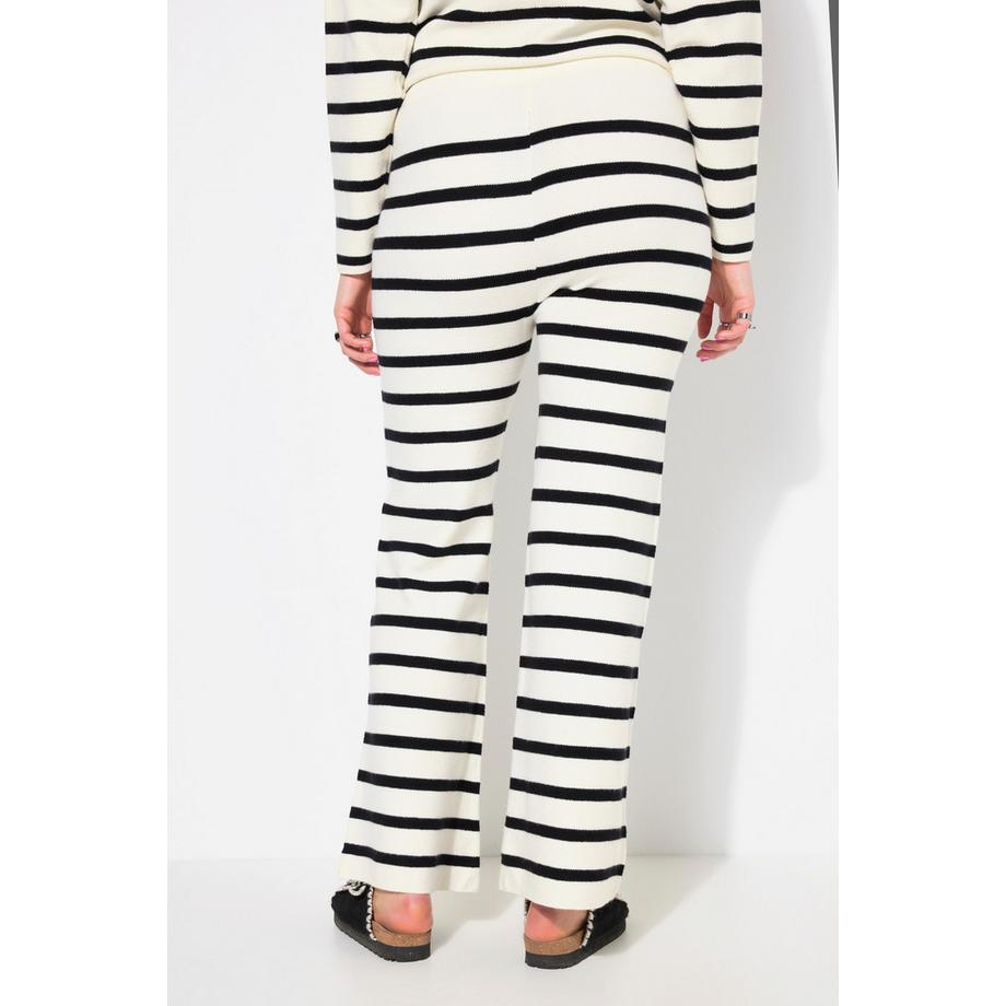 Studio Untold Pantalon en maille Jambe droite Rayures Taille élastique  