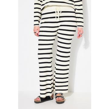 Pantalon en maille à rayures, jambe droite et taille élastique