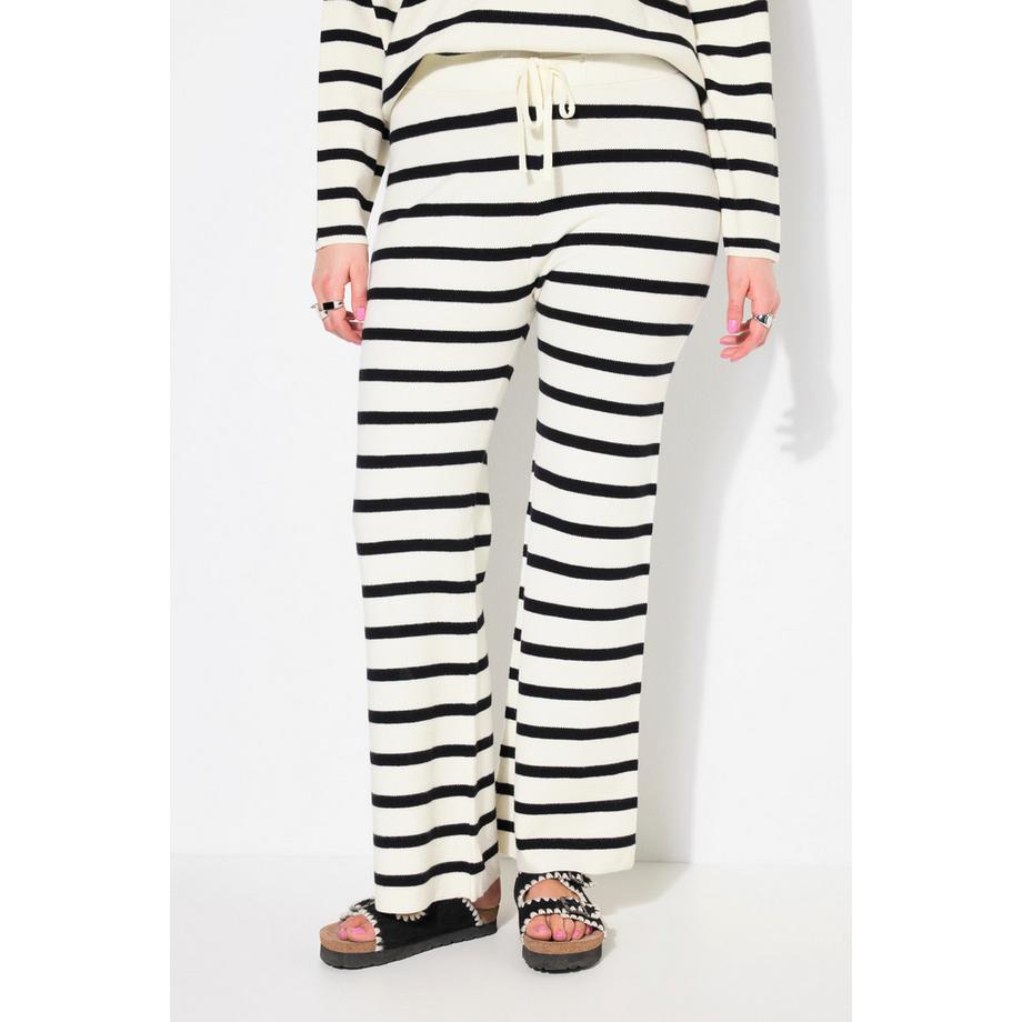 Studio Untold Pantalon en maille Jambe droite Rayures Taille élastique  