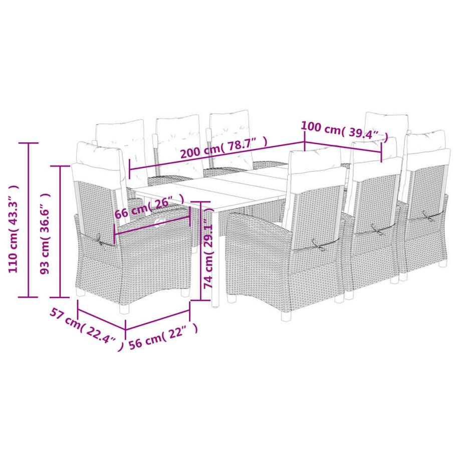 VidaXL Garten essgruppe poly-rattan  
