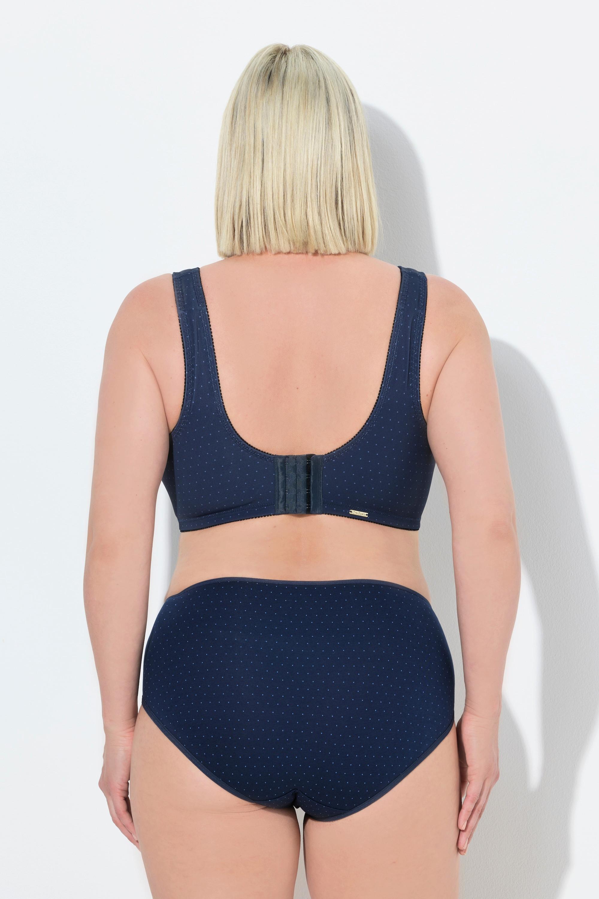 Ulla Popken Reggiseno Sostenitivo Pois Pizzo senza Ferretto Coppa C-F  