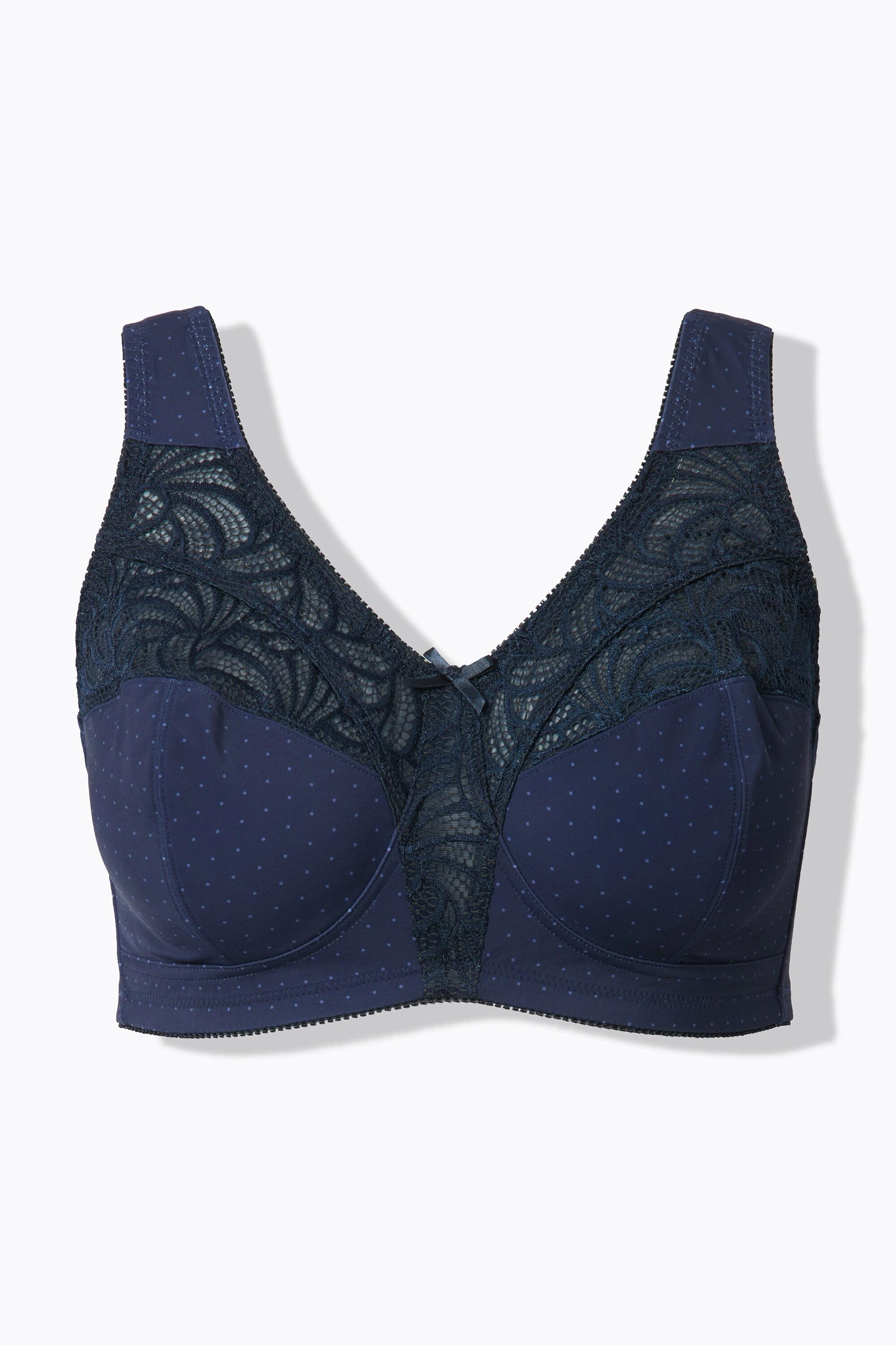 Ulla Popken Reggiseno Sostenitivo Pois Pizzo senza Ferretto Coppa C-F  