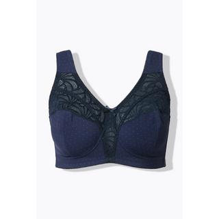 Ulla Popken Reggiseno Sostenitivo Pois Pizzo senza Ferretto Coppa C-F  