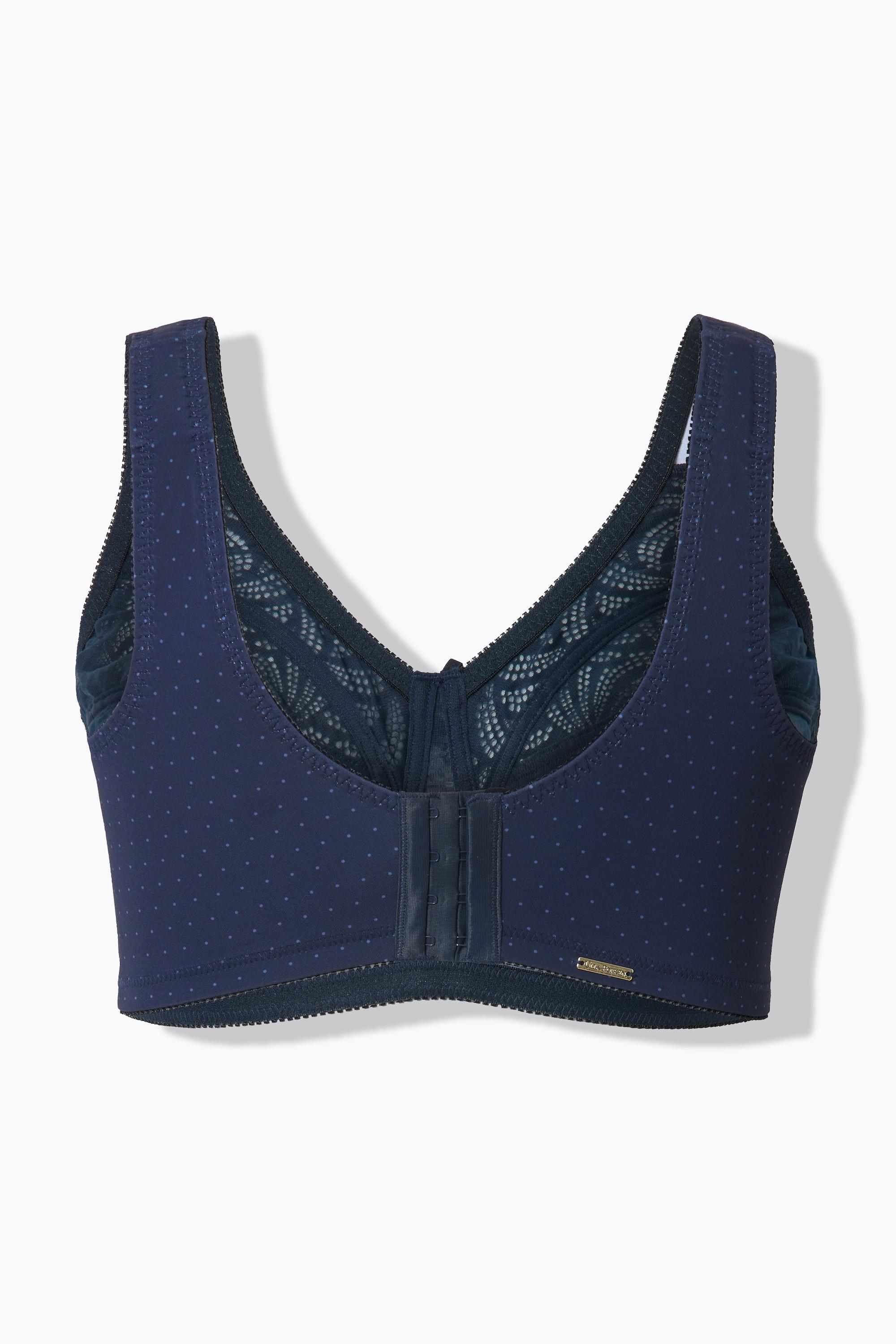 Ulla Popken Reggiseno Sostenitivo Pois Pizzo senza Ferretto Coppa C-F  