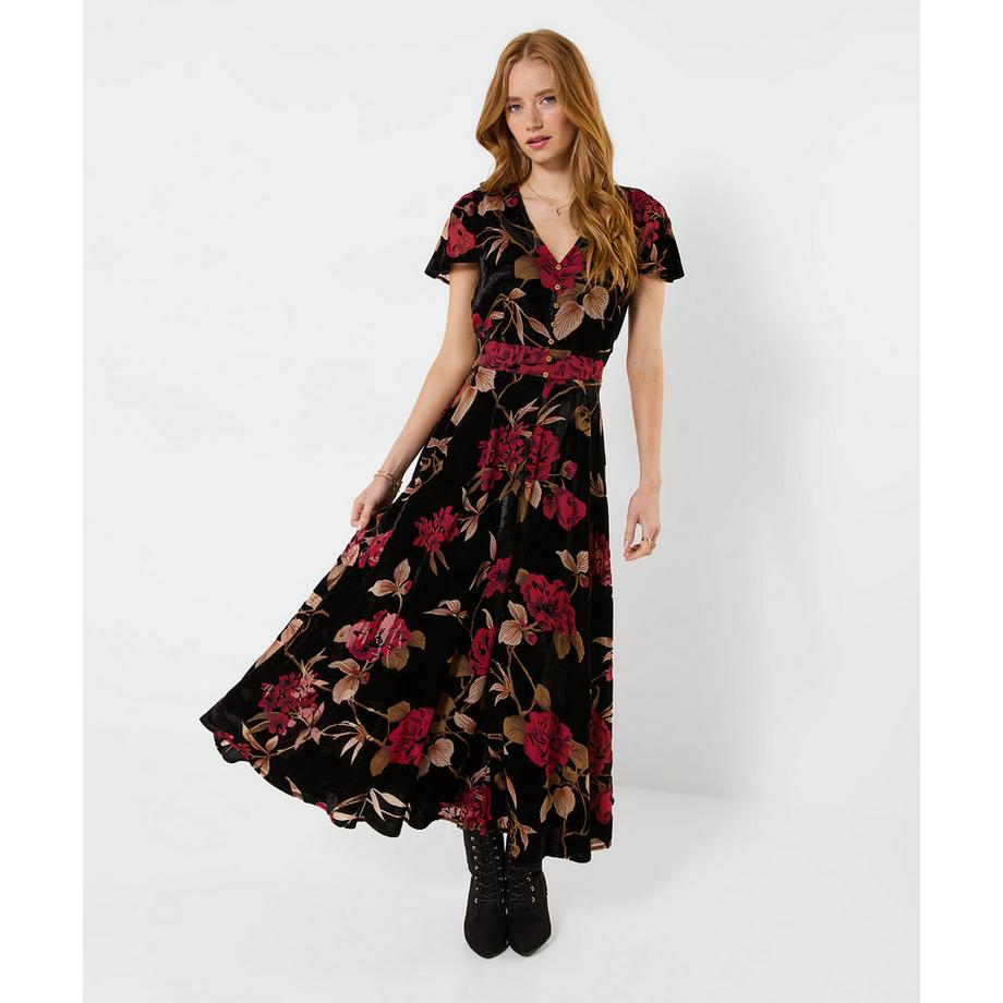 Joe Browns Robe Longue en Velours Dévoré à Motif Floral  