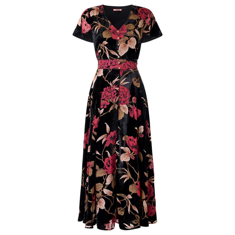 Joe Browns Robe Longue en Velours Dévoré à Motif Floral  