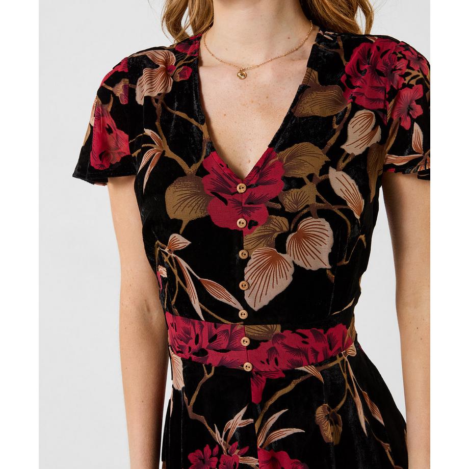 Joe Browns Robe Longue en Velours Dévoré à Motif Floral  