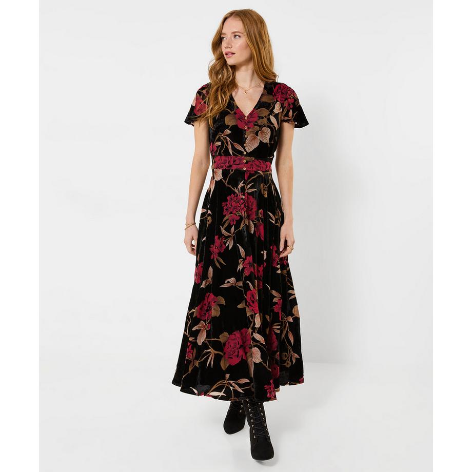 Joe Browns Robe Longue en Velours Dévoré à Motif Floral  