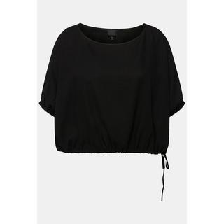 Ulla Popken  Blusa dal taglio oversize in misto lino con scollo a barca e mezze maniche 