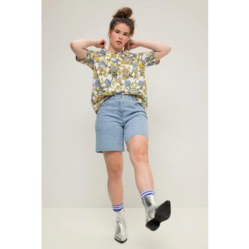 Jeans-Shorts, Wide Legs, High Waist, Ziersteinchen, Destroy-Effekte, 5-Pocket, Elastikbund,