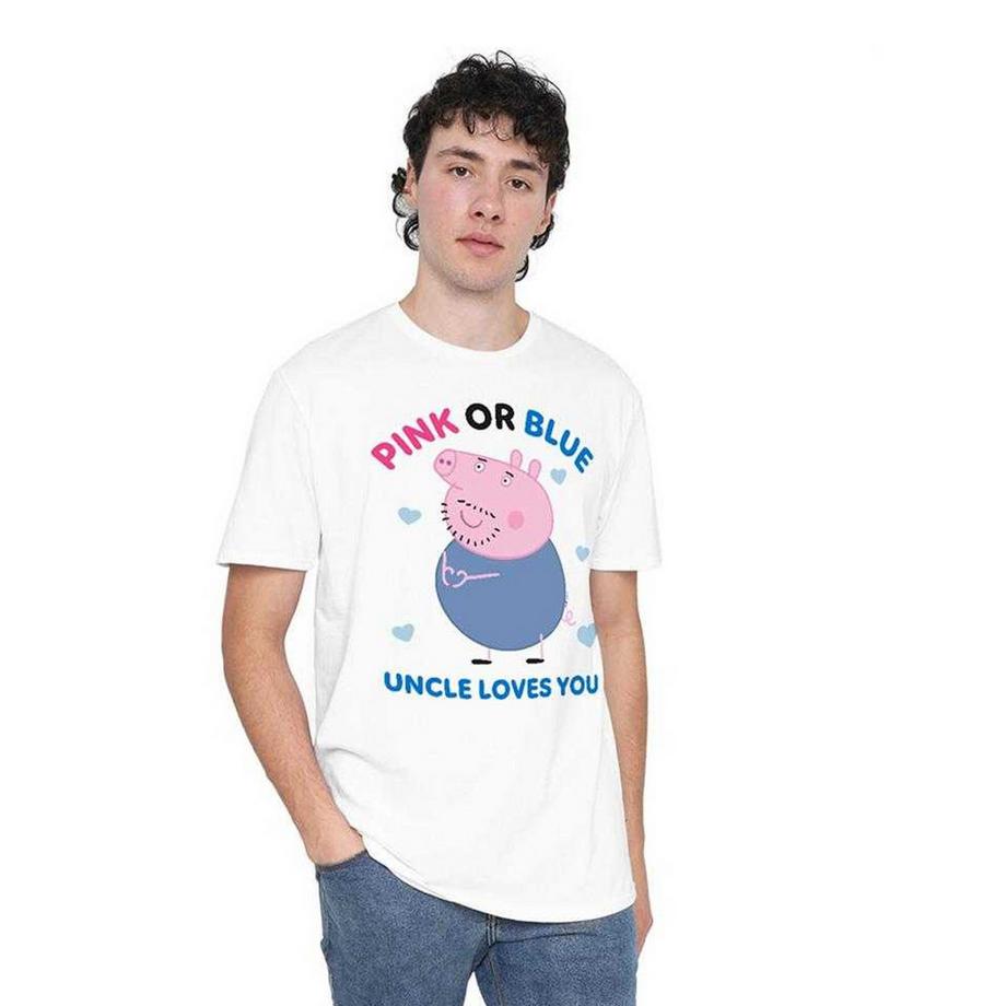 Peppa Pig T-Shirt Pink Or Blue Uncle Pig Loves You  