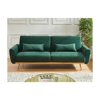 Vente-unique Set divano letto 3 posti clic-clac Verde abete - LAUNEI + Tappeto Tortora - DOLCE  