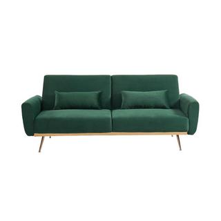 Vente-unique Set divano letto 3 posti clic-clac Verde abete - LAUNEI + Tappeto Tortora - DOLCE  