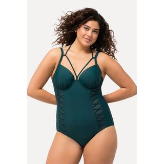 Ulla Popken Costume da bagno scollo all'americana coppe morbide ferretto riciclato  