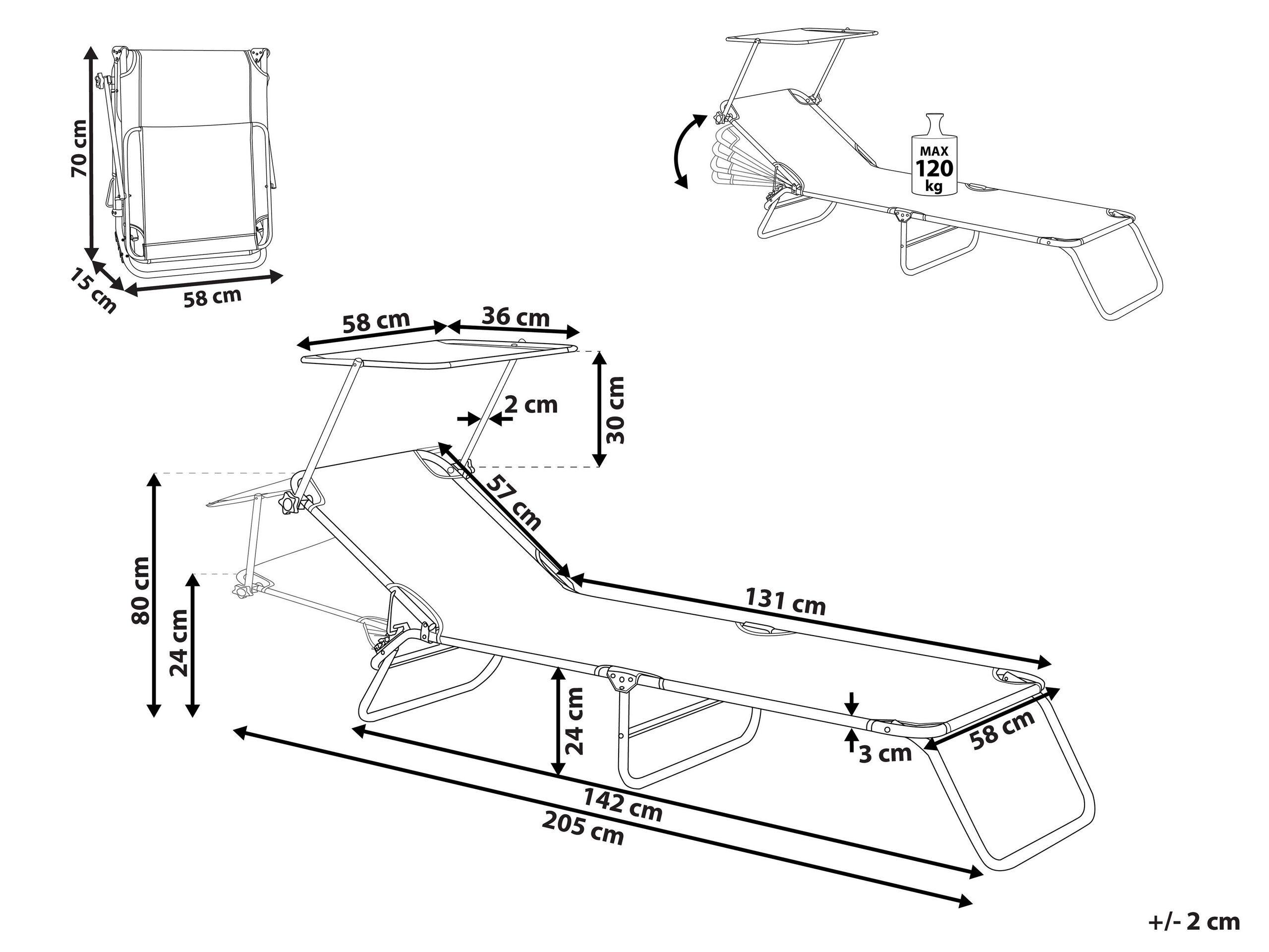 Beliani Lettino Prendisole en Acciaio Moderno FOLIGNO II  