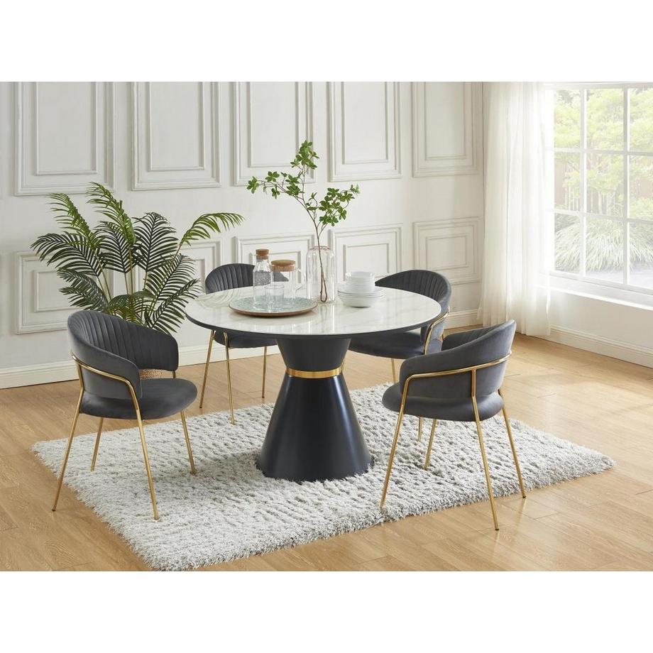 Vente-unique Lot de 6 chaises en velours et métal doré - Gris - MADOLIA de Pascal MORABITO  