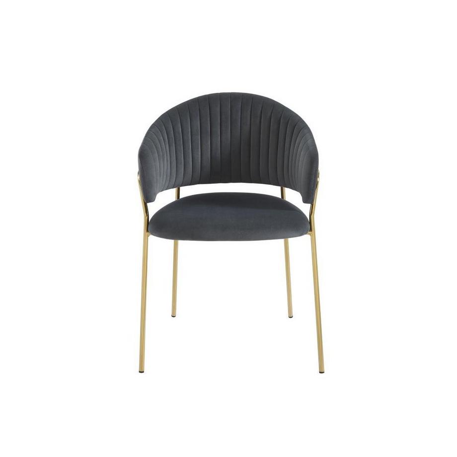 Vente-unique Lot de 6 chaises en velours et métal doré - Gris - MADOLIA de Pascal MORABITO  