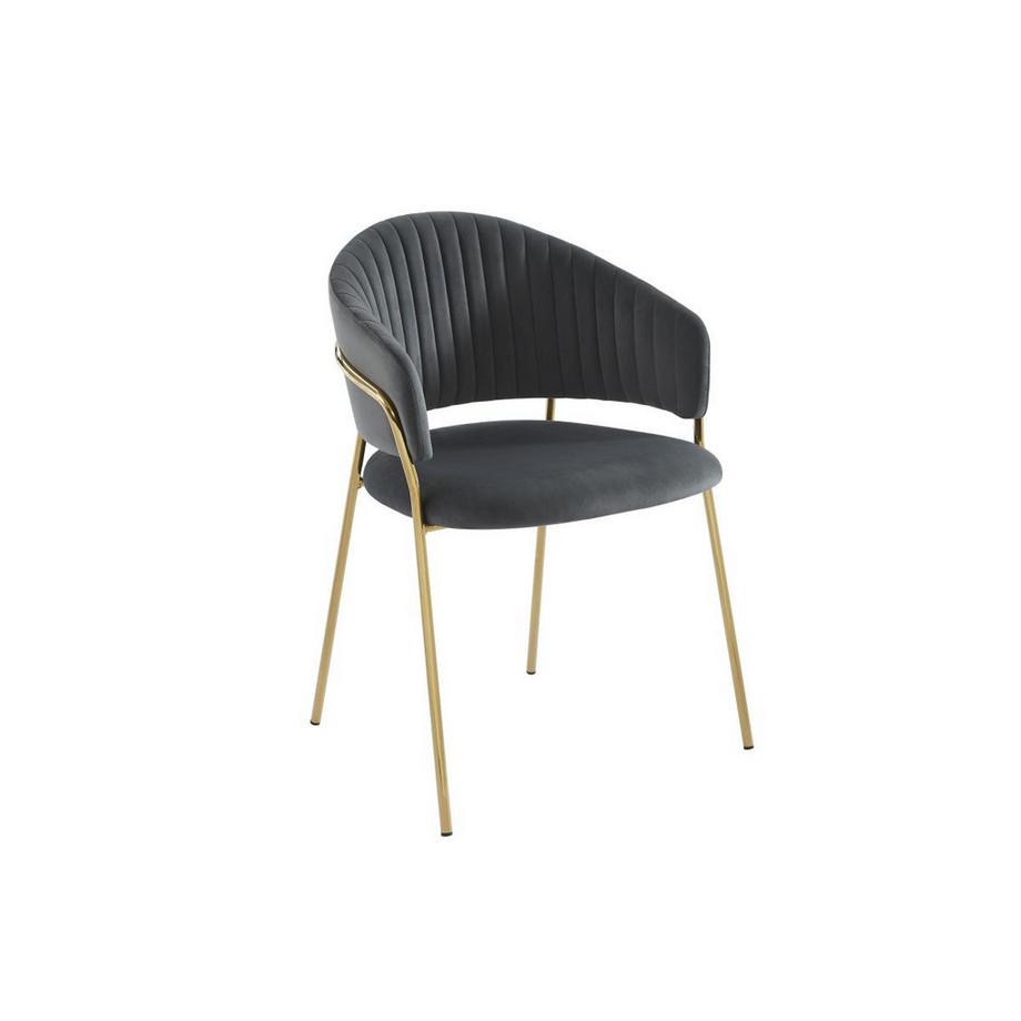 Vente-unique Lot de 6 chaises en velours et métal doré - Gris - MADOLIA de Pascal MORABITO  