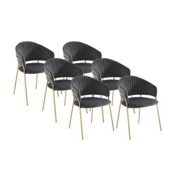 Lot de 6 chaises en velours et métal doré - Gris - MADOLIA de Pascal MORABITO