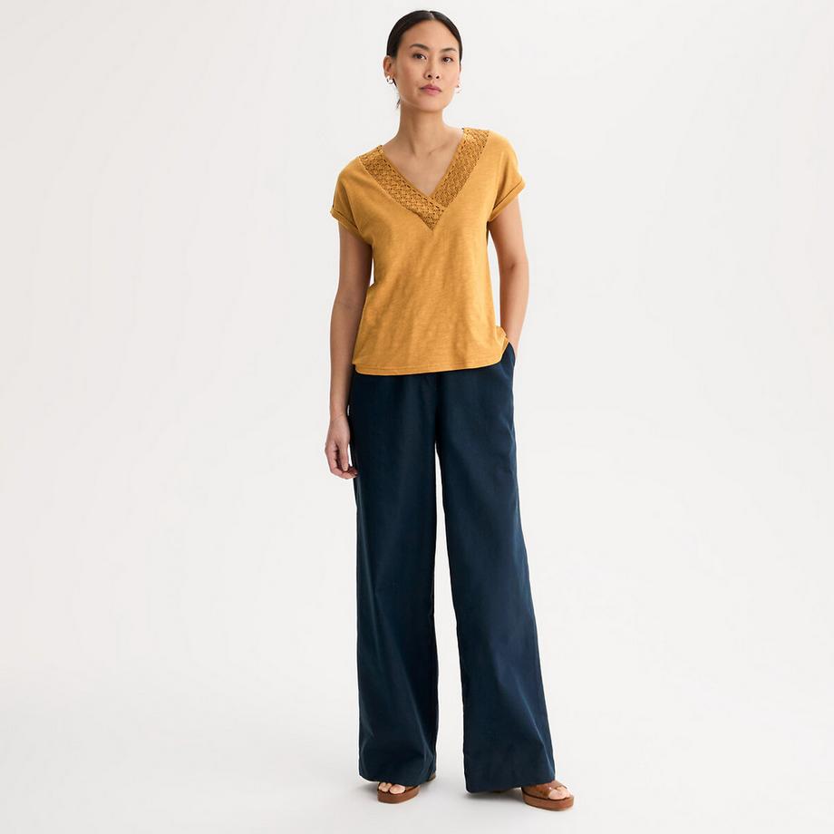 La Redoute Collections T-Shirt Scollo a V Pizzo Macramè  