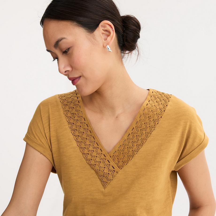 La Redoute Collections T-Shirt Scollo a V Pizzo Macramè  