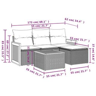 VidaXL Ensemble de canapés de jardin rotin synthétique  