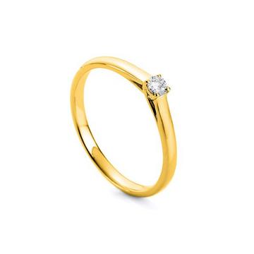 Solitär Ring 750/18K Gelbgold Diamant 0.1ct.