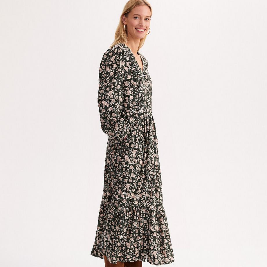 La Redoute Collections Robe longue à volant imprimé floral manches longues  