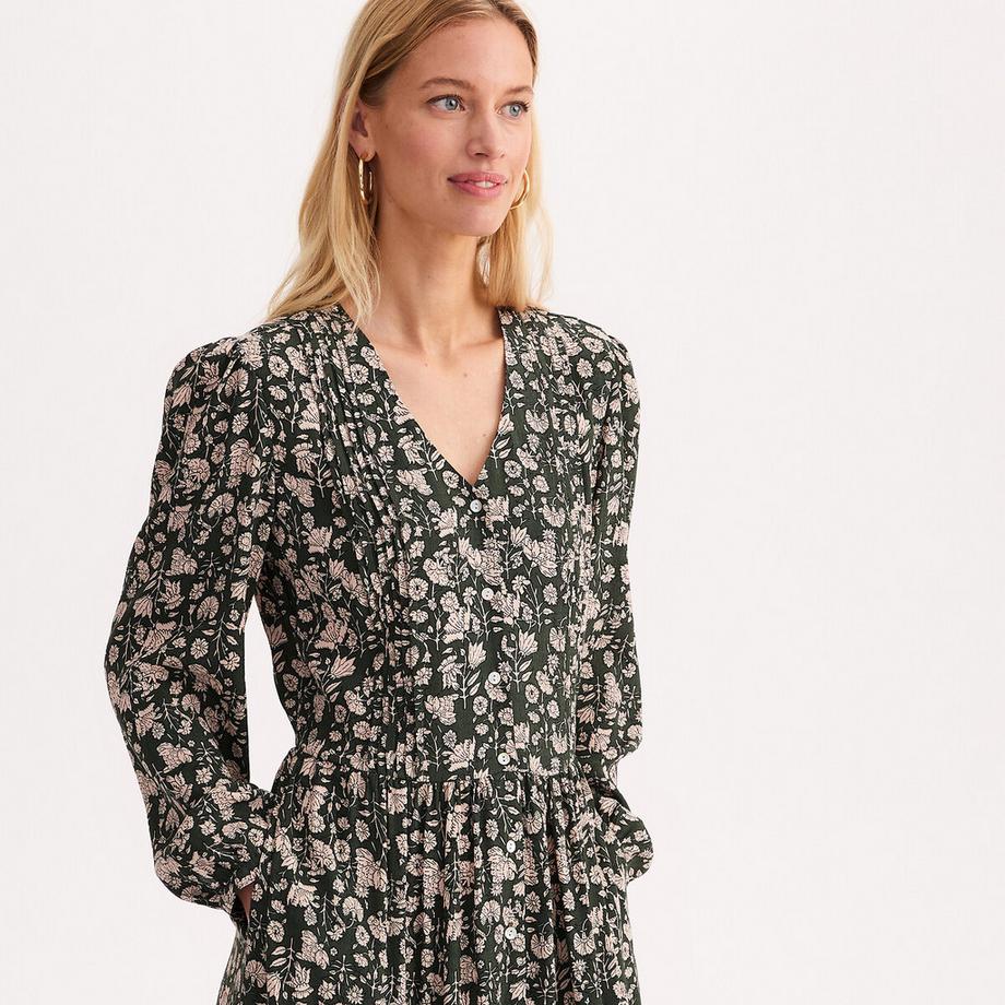La Redoute Collections Robe longue à volant imprimé floral manches longues  