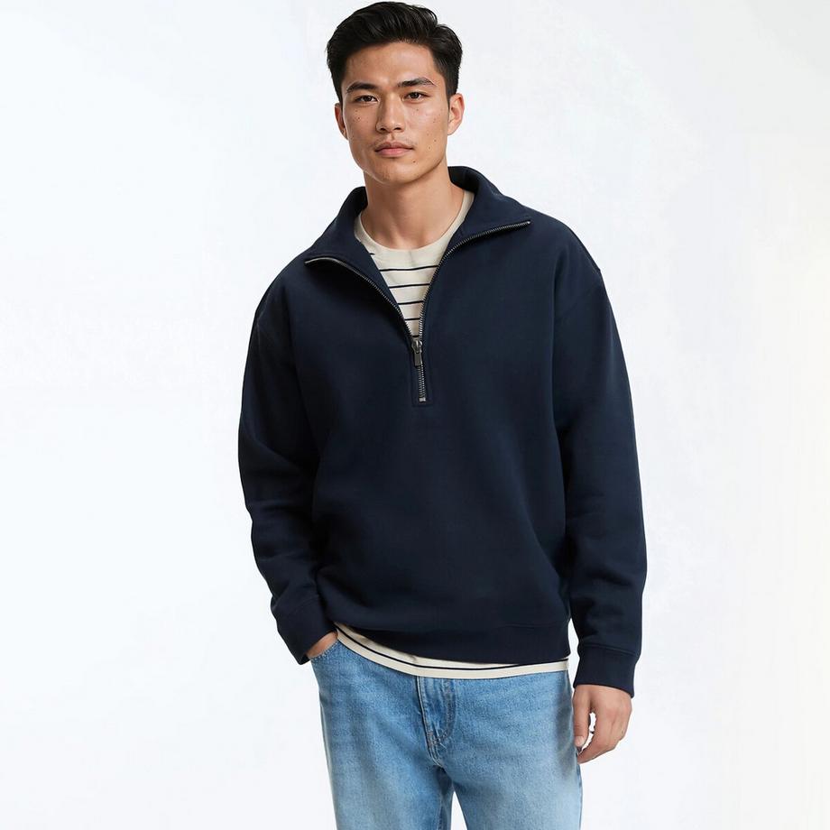 Sweatshirt mit Troyerkragen und Reissverschluss