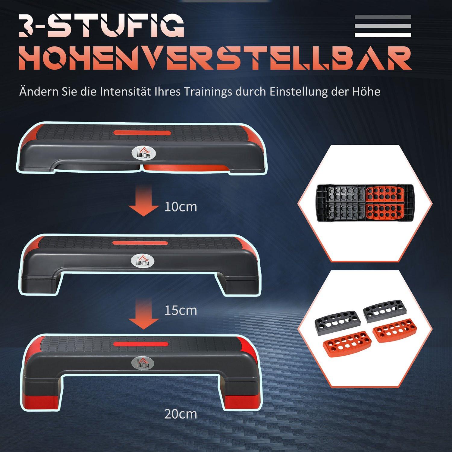 Northio  Stepper Aérobie, Marchepied Réglable En Hauteur, Vélo D'Exercice Fitness À 3 Niveaux (10/15/20 Cm), Intérieur Et Extérieur, Jusqu'À 150 Kg 