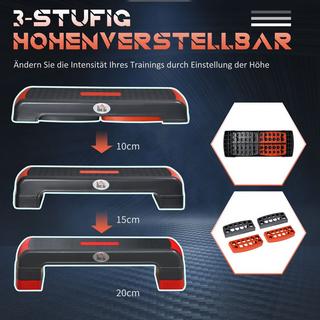 Northio  Stepper Aérobie, Marchepied Réglable En Hauteur, Vélo D'Exercice Fitness À 3 Niveaux (10/15/20 Cm), Intérieur Et Extérieur, Jusqu'À 150 Kg 