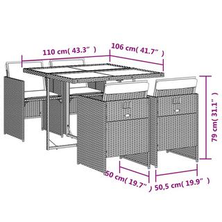 VidaXL Ensemble de salle à manger de jardin rotin synthétique  