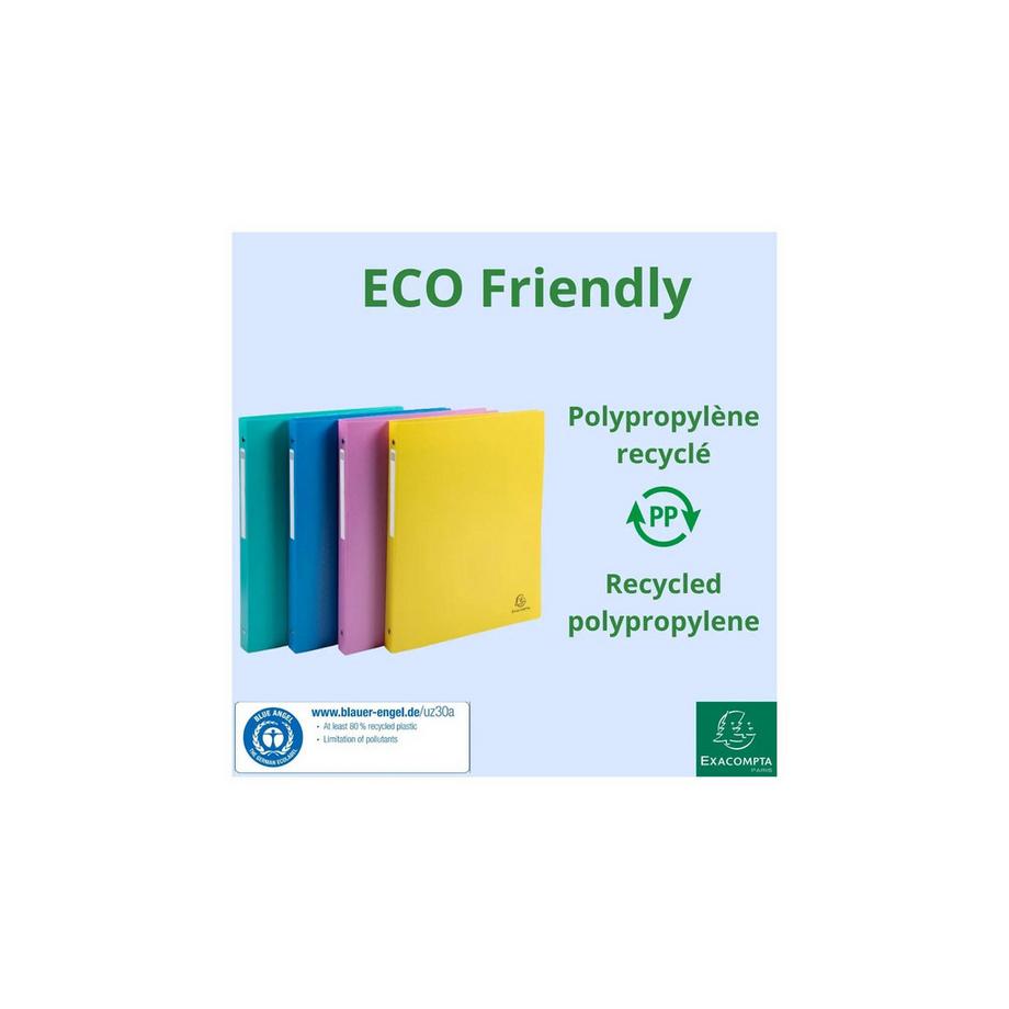 Exacompta Raccoglitore polipropilene riciclato Forever Young - 2 anelli 15mm - A4 - x 20  