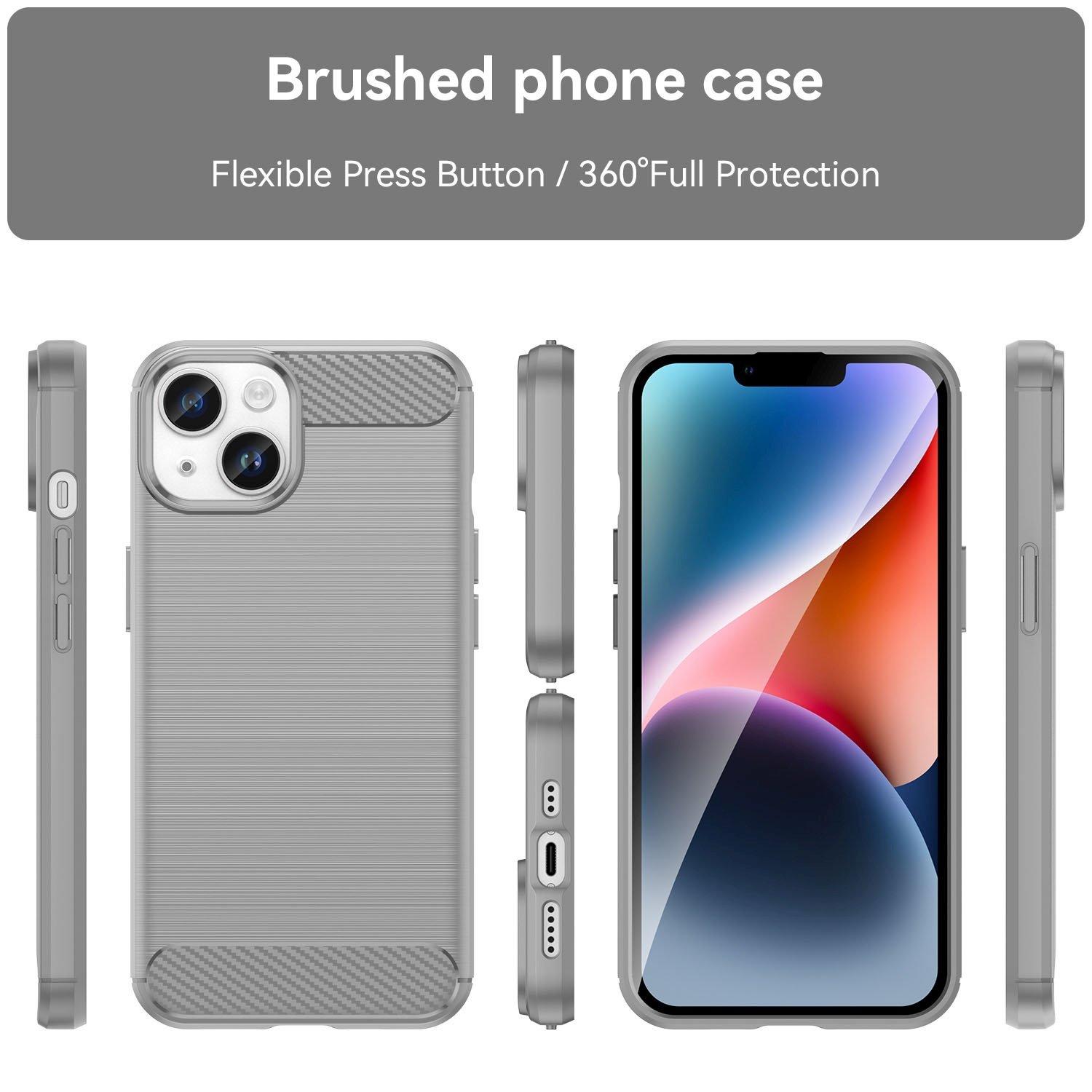 Cadorabo  Housse compatible avec Apple iPhone 14 PLUS - Coque de protection en silicone TPU flexible, aspect inox et fibre de carbone 