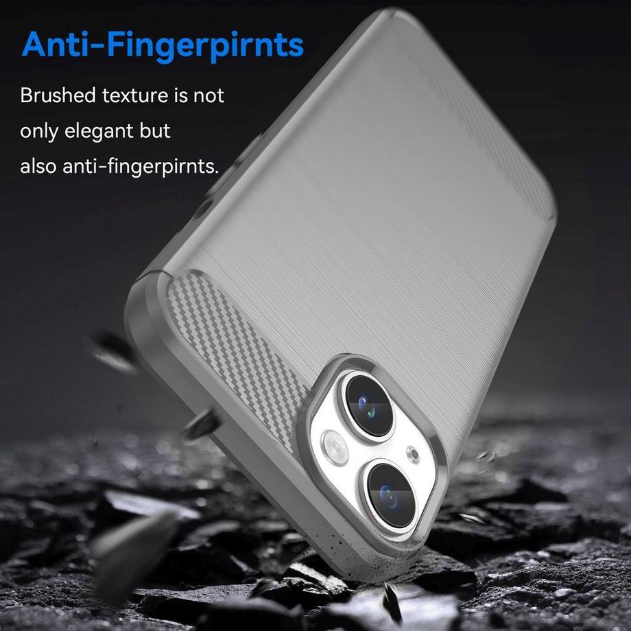 Cadorabo  Hülle für Apple iPhone 14 PLUS TPU Silikon Edelstahl-Karbonfaser Optik 