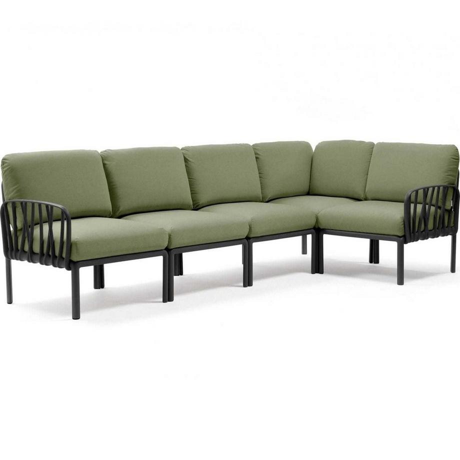 Chaise longue de jardin komodo (5 pièces) vert anthracite