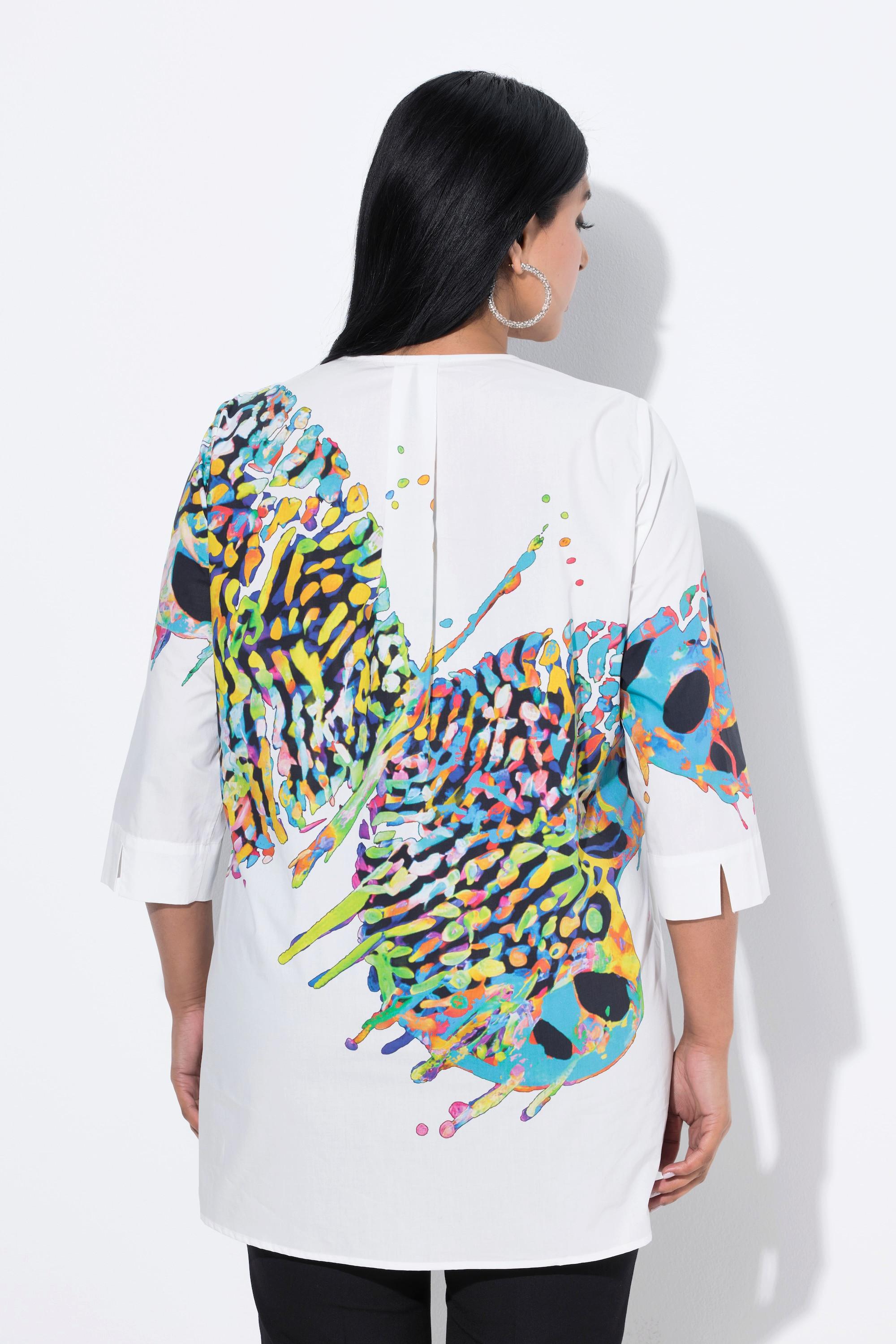 Ulla Popken Tunica Farfalla Scollo a V Maniche 3/4  