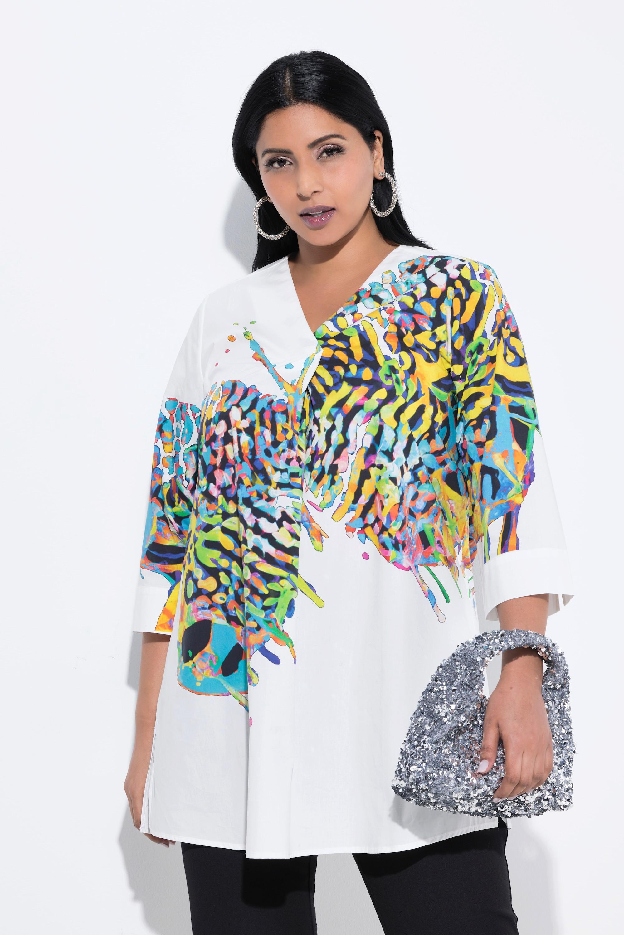 Ulla Popken Tunica Farfalla Scollo a V Maniche 3/4  