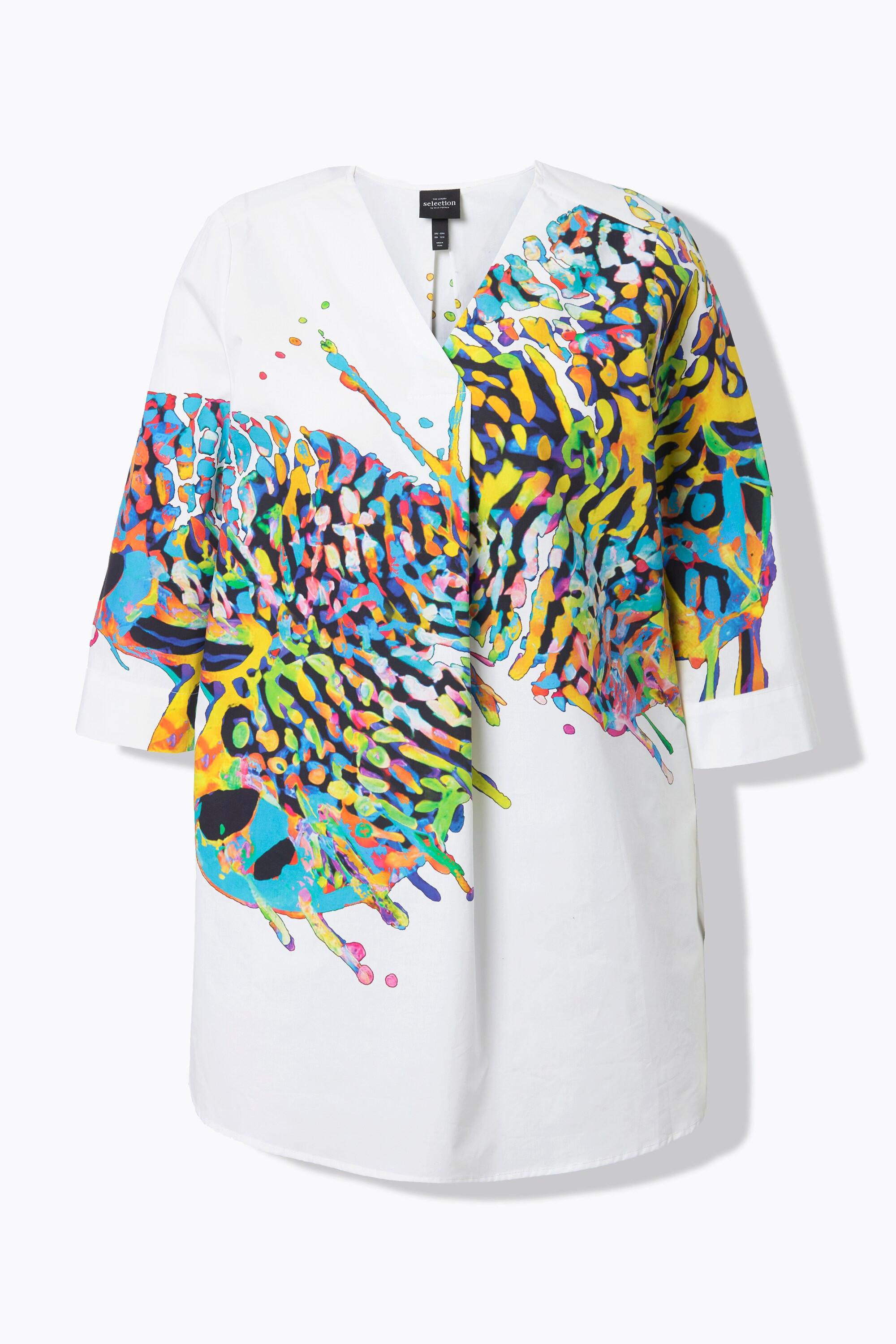 Ulla Popken Tunica Farfalla Scollo a V Maniche 3/4  