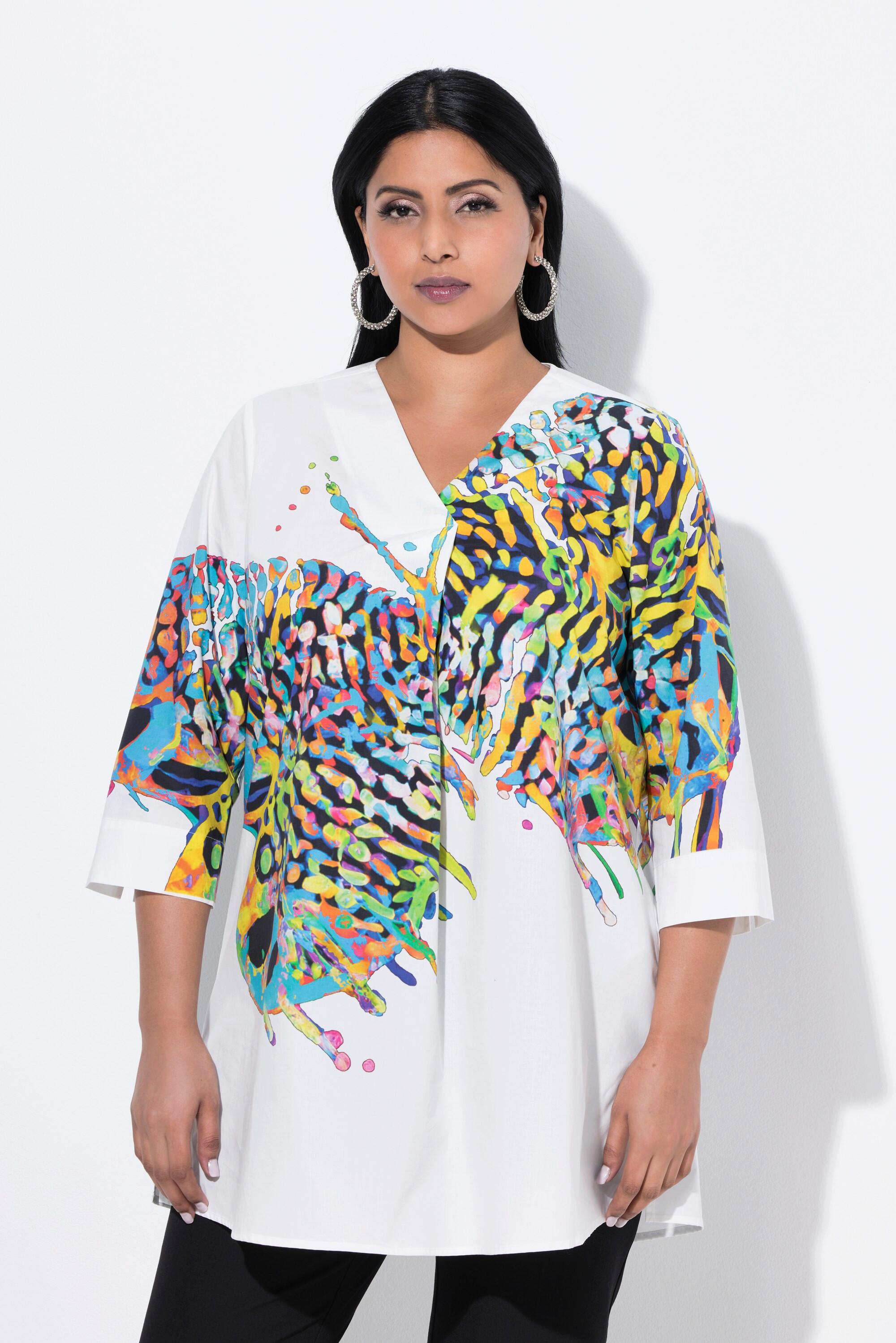 Ulla Popken Tunica Farfalla Scollo a V Maniche 3/4  