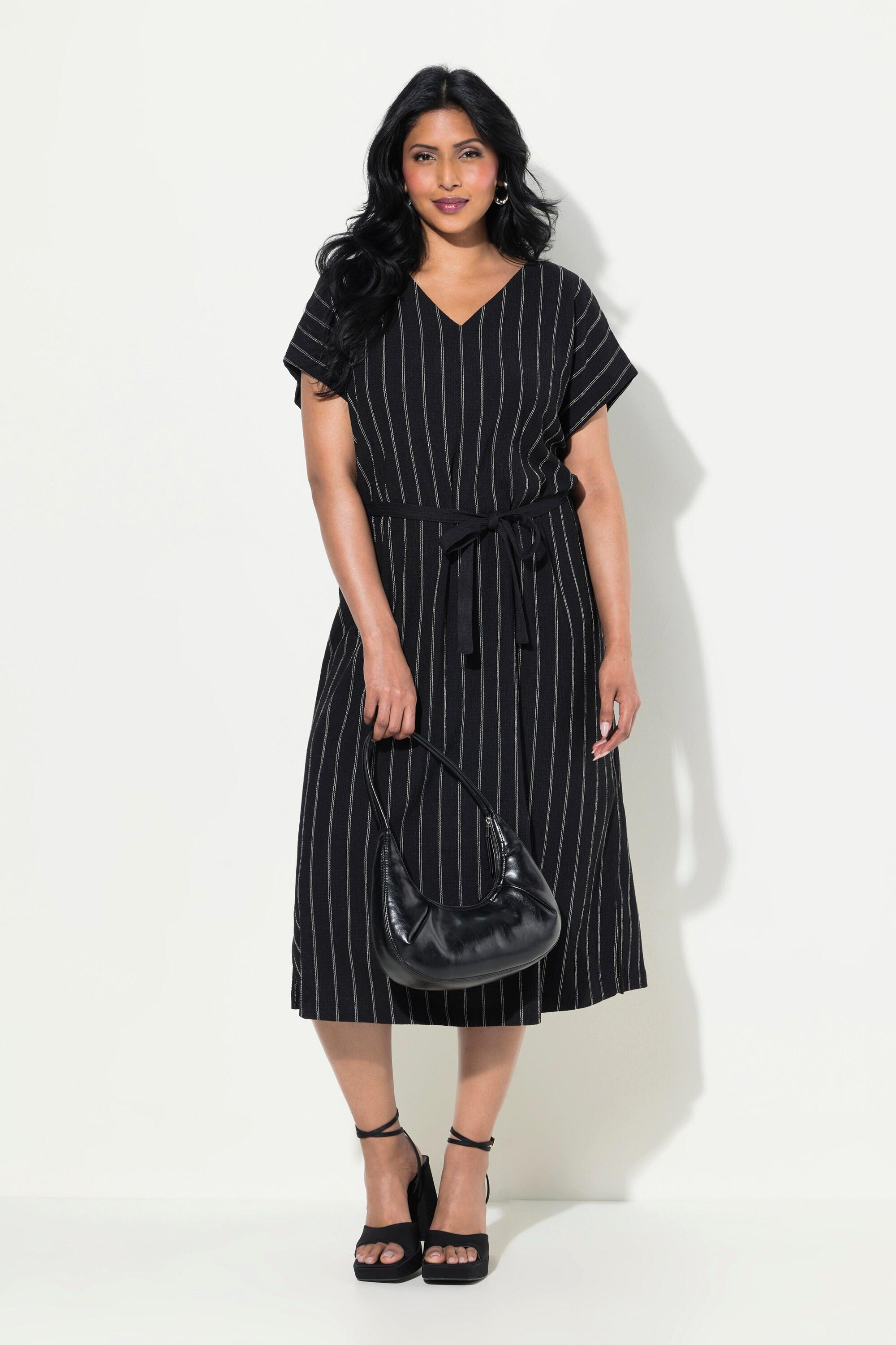 Ulla Popken Abito Midi Jersey Strutturato Scollo a V Senza Maniche  