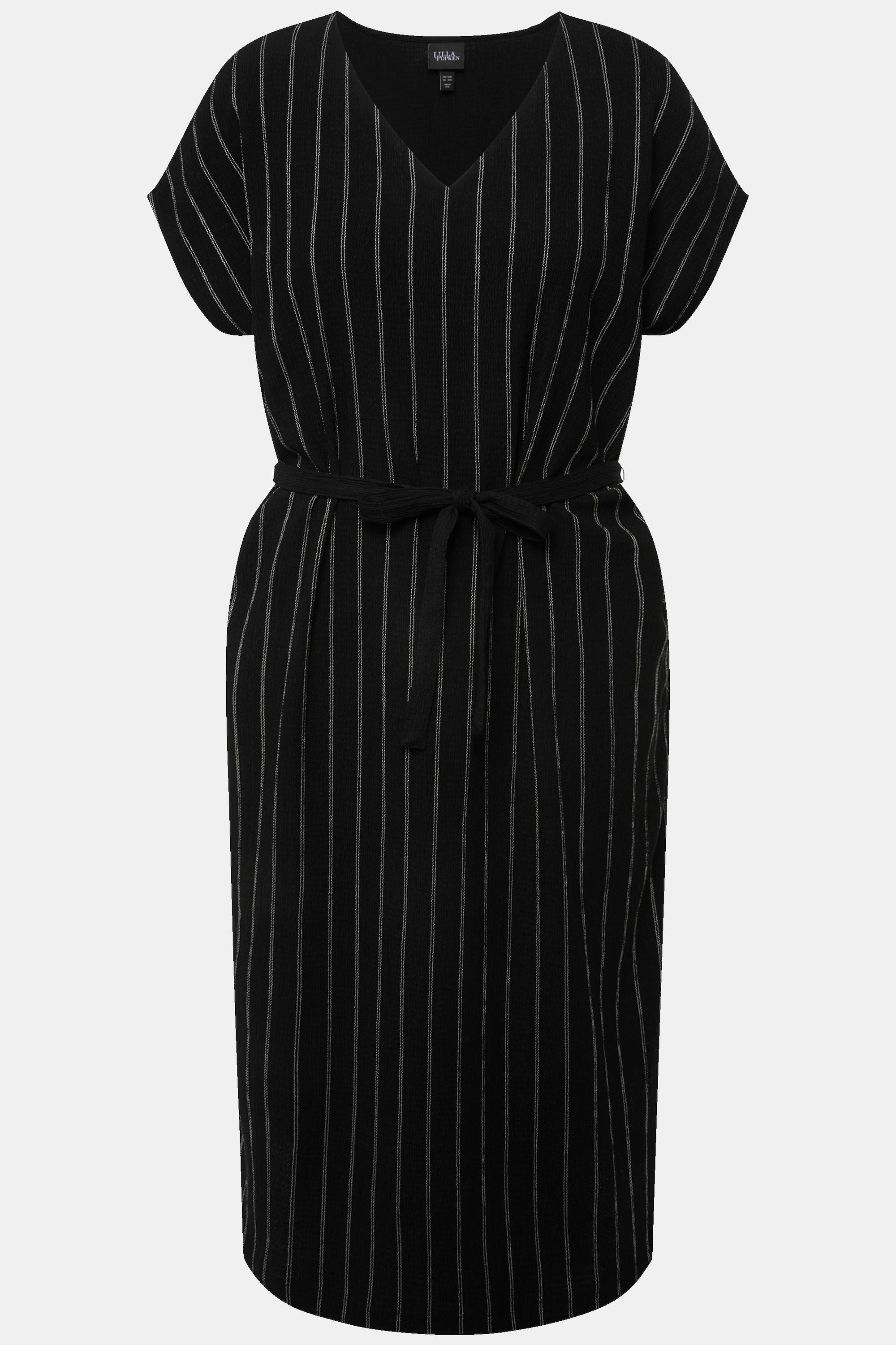 Ulla Popken Abito Midi Jersey Strutturato Scollo a V Senza Maniche  