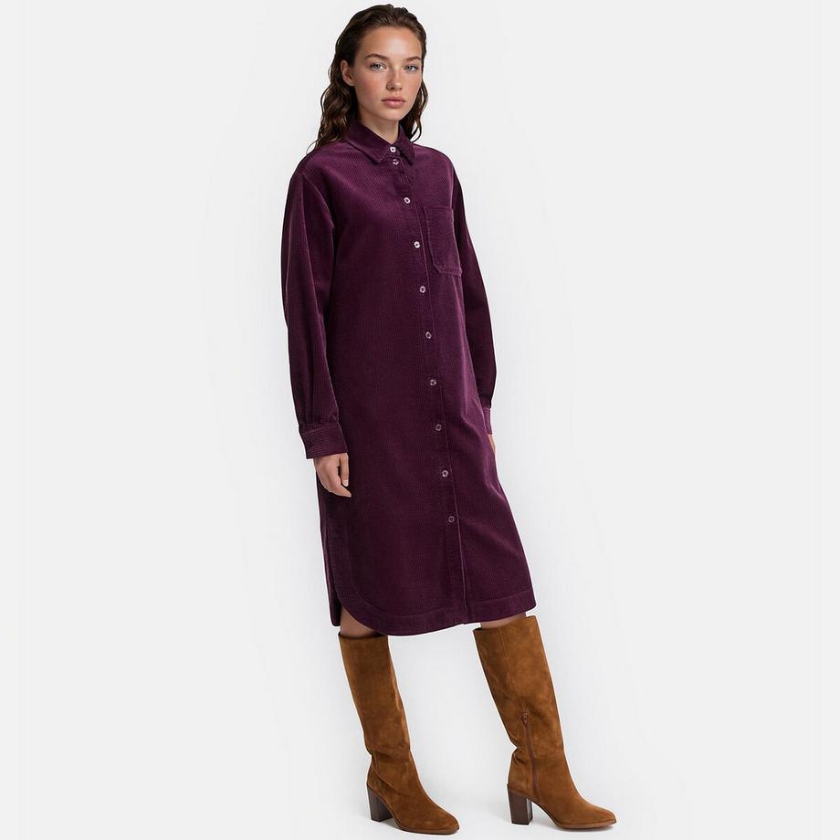 La Redoute Collections Robe droite en velours côtelé longueur midi  