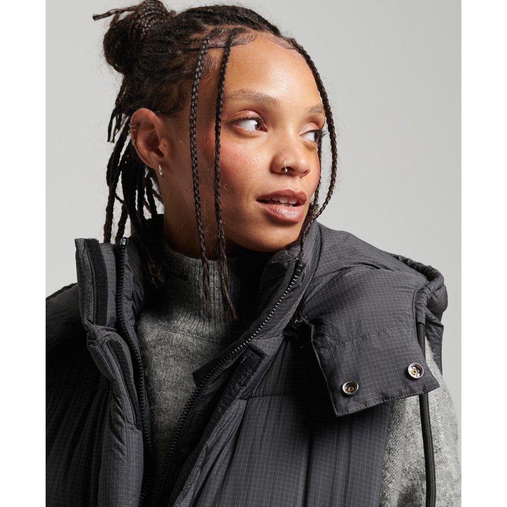 Superdry Lange ärmellose Kapuzen-Ripstop-Daunenjacke  