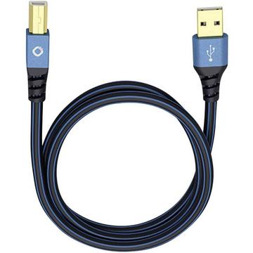 USB-Kabel USB 2.0 USB-A Stecker, USB-B Stecker 10.00 m Blau vergoldete Steckkontakte