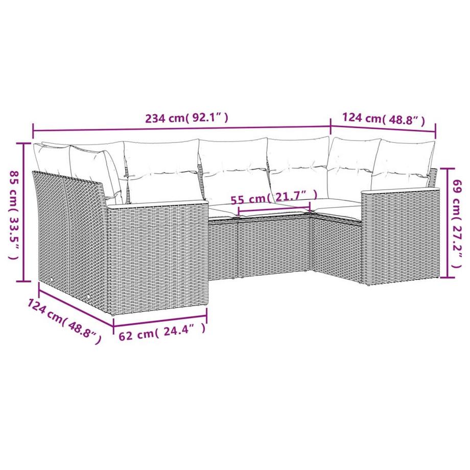 VidaXL Garten sofagarnitur poly-rattan  