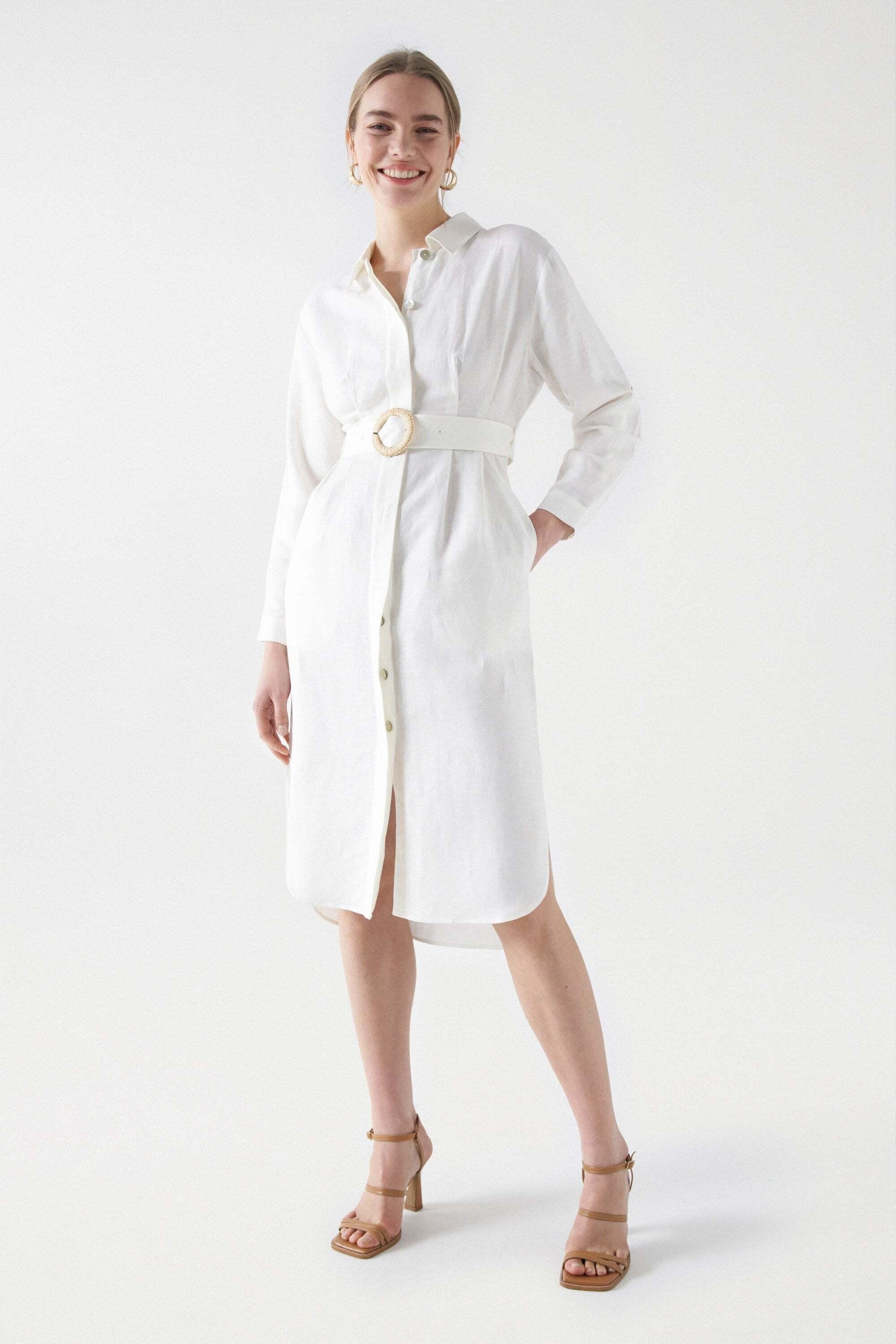 Salsa  Robe chemise Linen Shirt Dress 