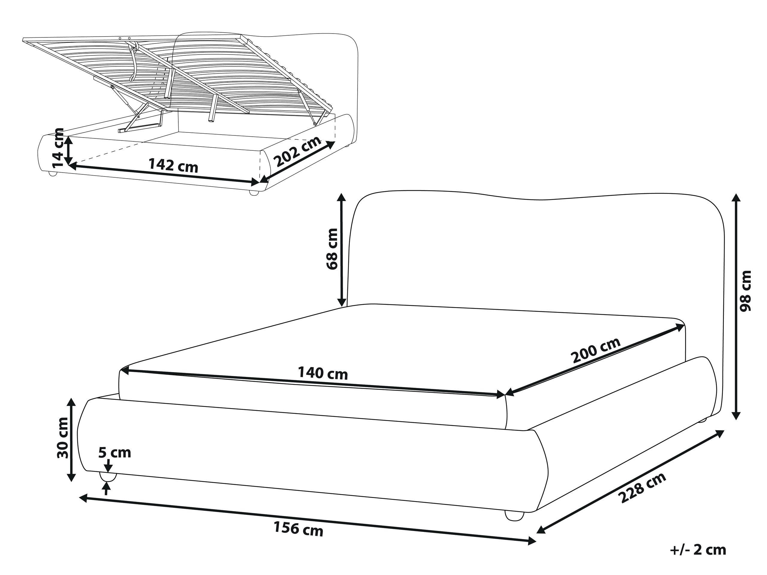 Beliani Letto contenitore en Bouclé Moderno BLAGNAC  